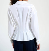 Joseph Ribkoff Stretch Taffeta Fit & Flare Blouse in vanilla - women's blouse - alternate view