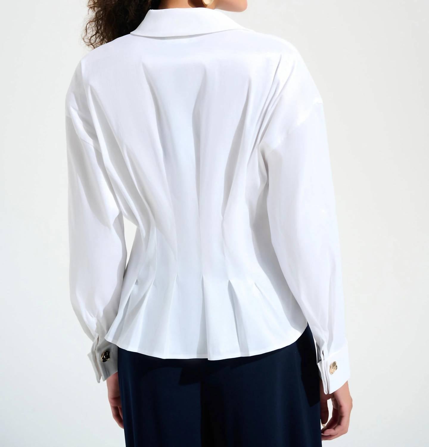 Joseph Ribkoff Stretch Taffeta Fit & Flare Blouse in vanilla - women's blouse - alternate view
