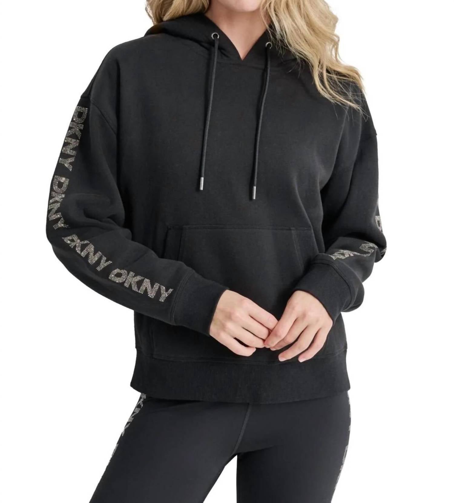 Dkny - Women's Rhinestone Logo Fleece Hoodie