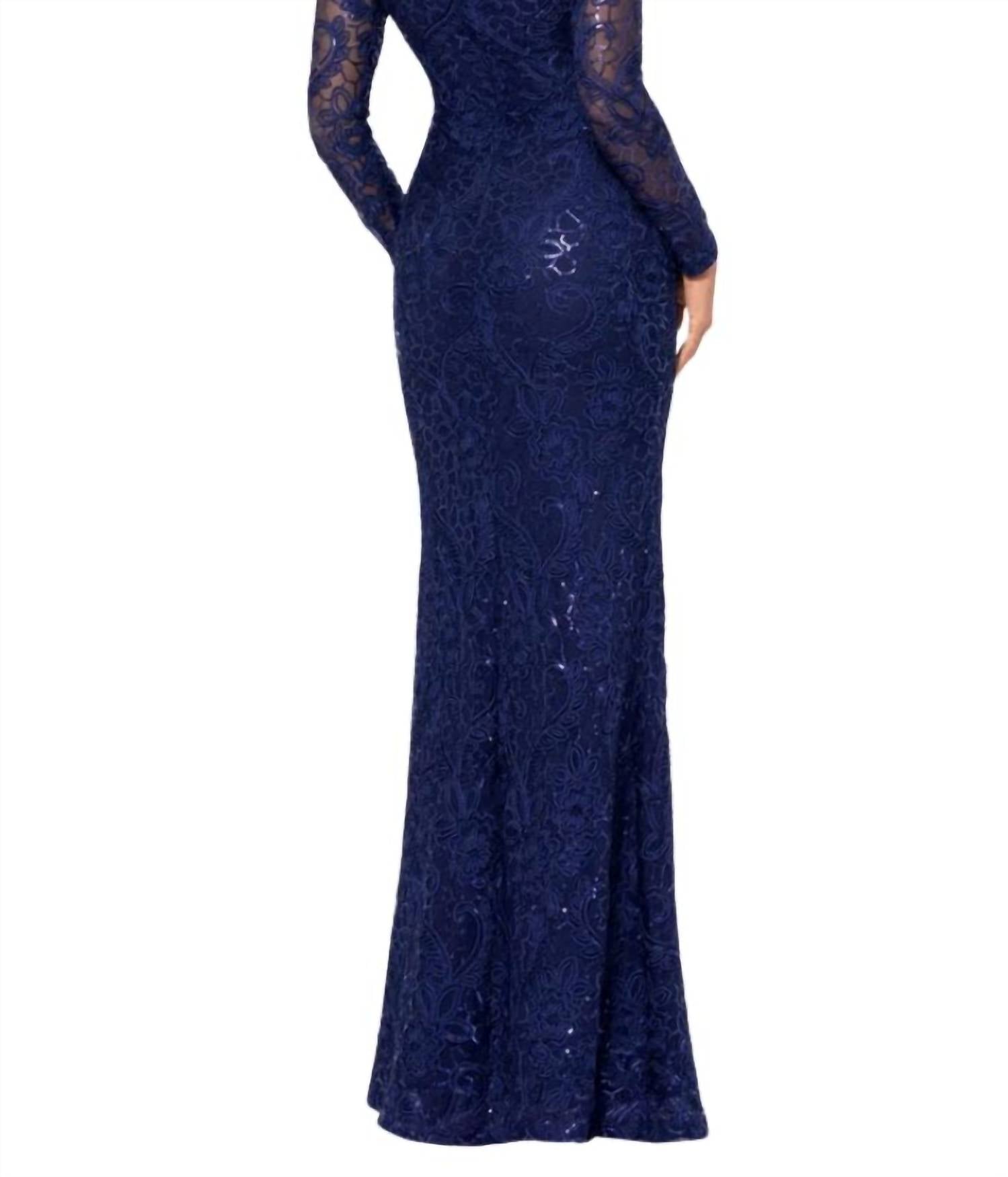 Betsy & Adam - Women's Cecelia Bateau Modern Fit Gown Dress