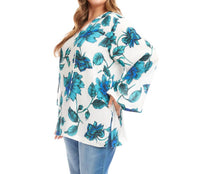 Karen Kane Keyhole Side-slit Sleeve Tunic Top - Plus in floral print - women's shirt - alternate view