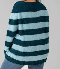 De Loreta - Oma Stripe Long Sleeve Sweater - Plus