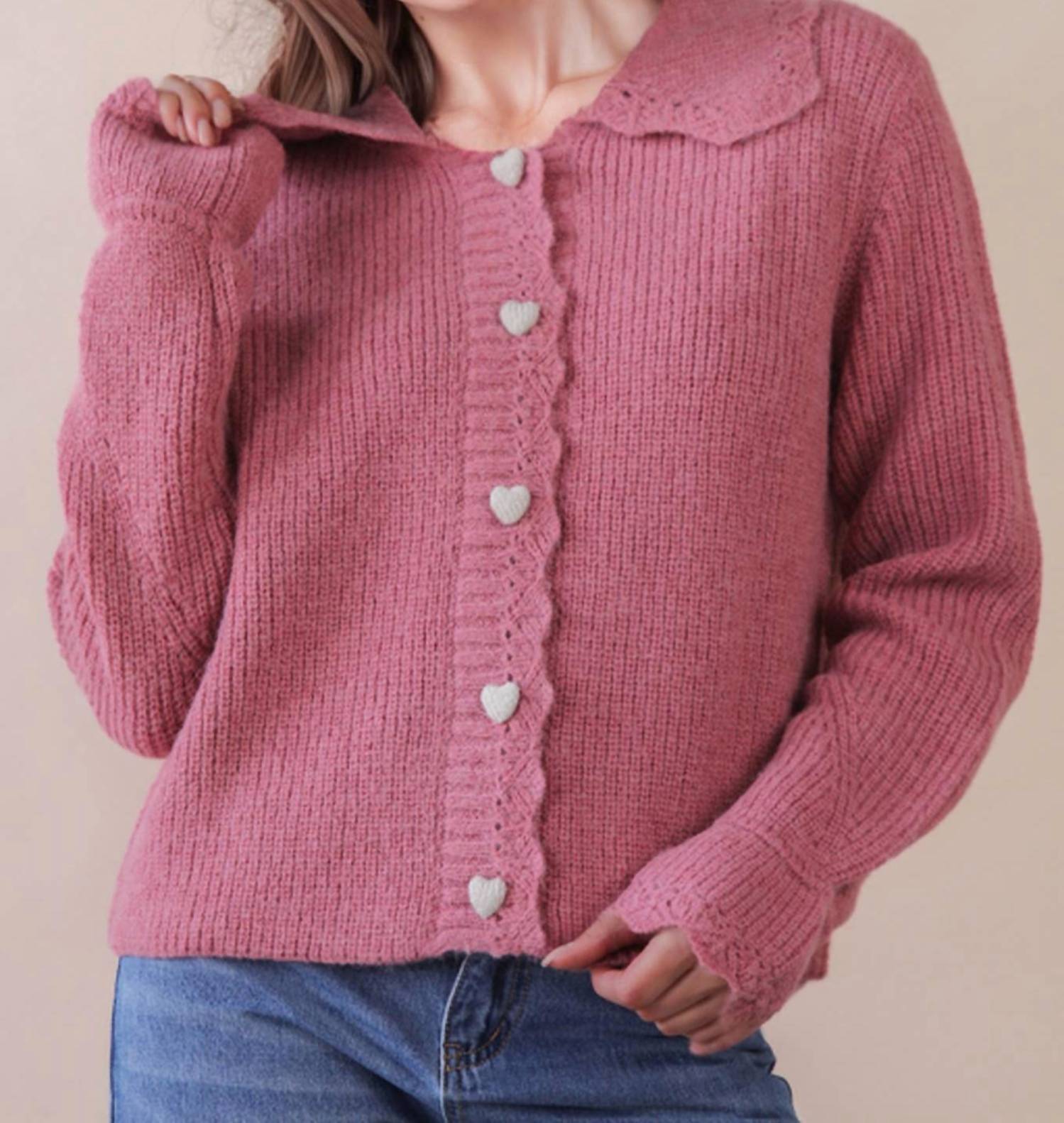 Very J - Heart Button Down Cardigan