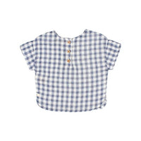 Búho Gingham Short Sleeve Shirt in blue stone - kids' t-shirt - view 5