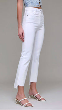HIDDEN Women's High Rise Step Hem Cropped Flare Jeans in white - women's pants - alternate view