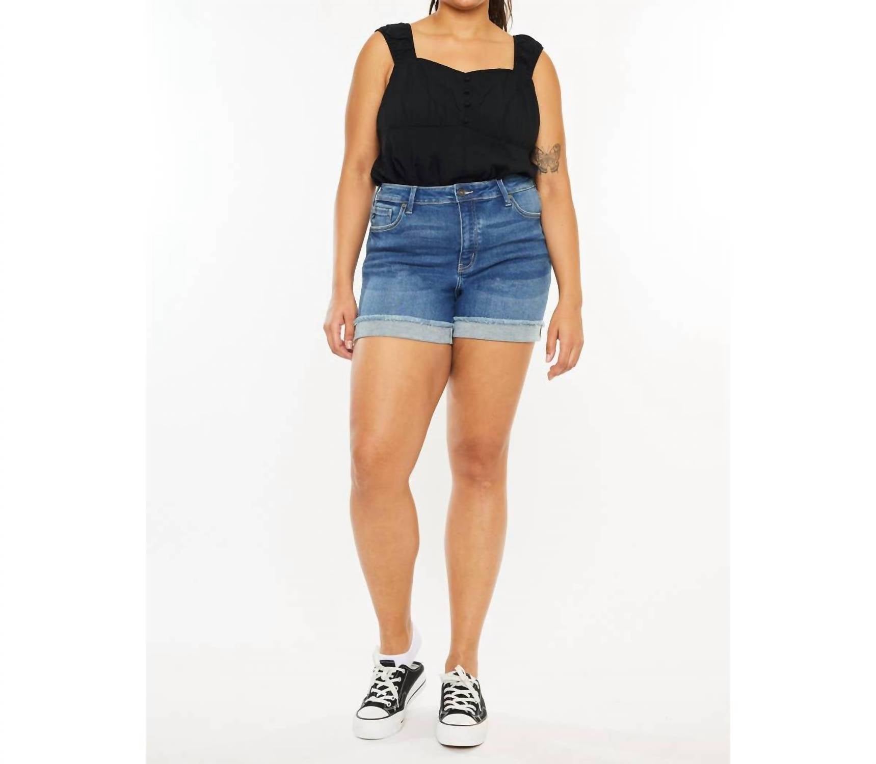 Kancan - High Rise Curvy Cuff Shorts