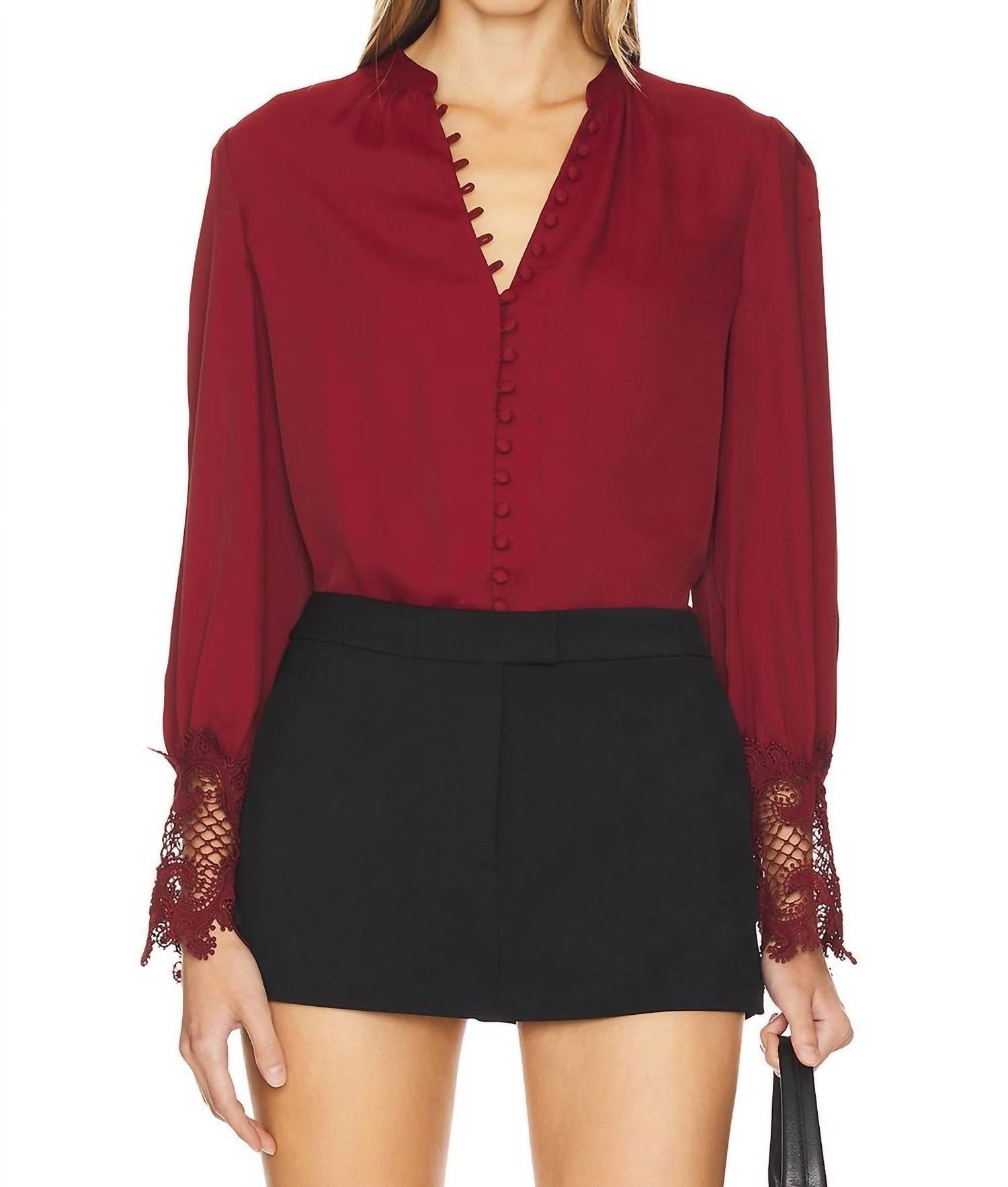 L'Agence - Ava Lace Cuff Blouse
