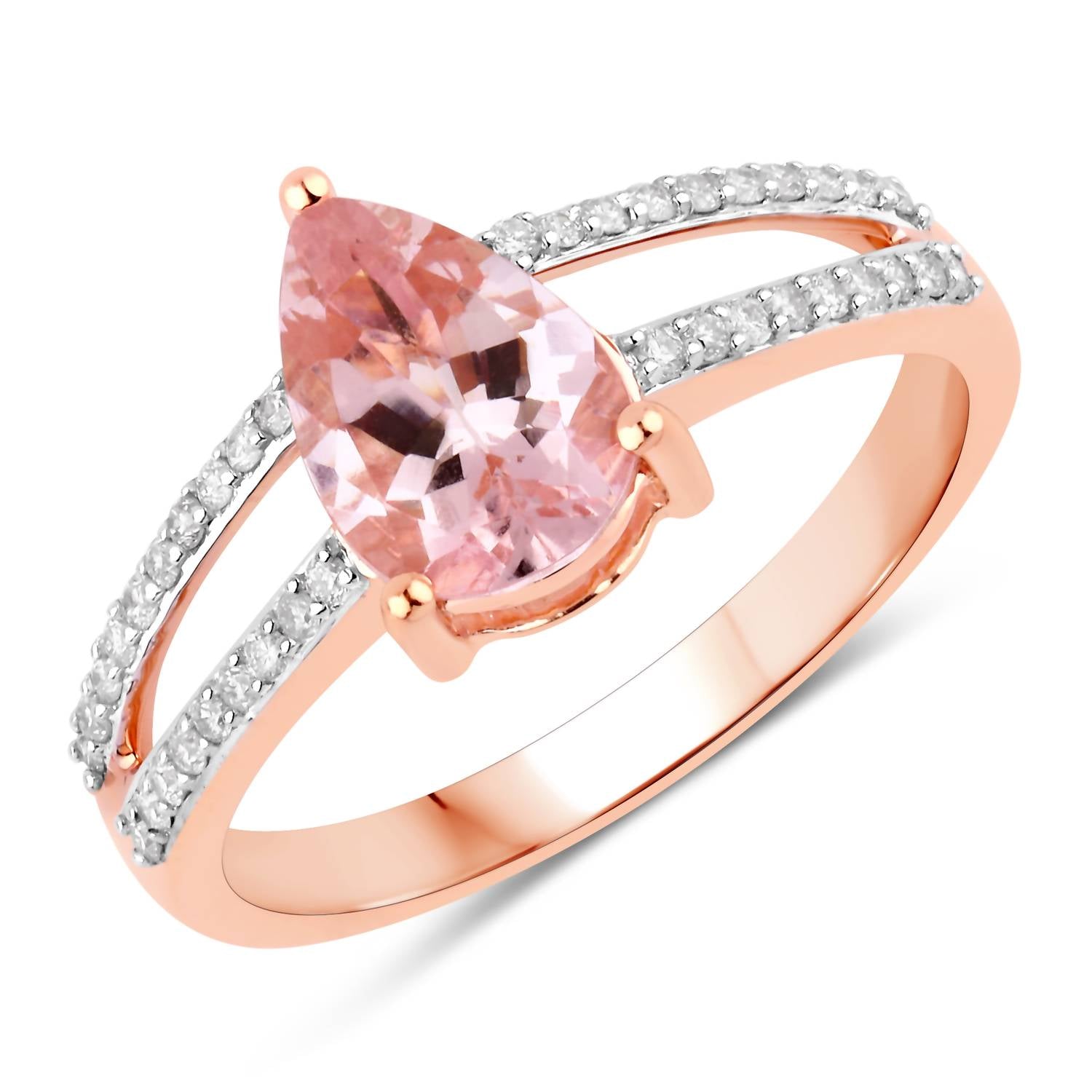 Diana M Jewels - Women's Pear Natural Pink Morganite Fashion Ring (1.37 Ct) - Petite