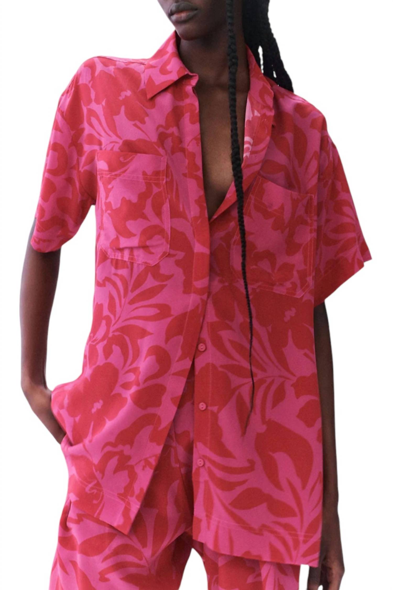 Shona Joy - SILK SHORT SLEEVE RELAXED SHIRT