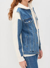 Blanknyc - Knit Denim Hooded Jacket
