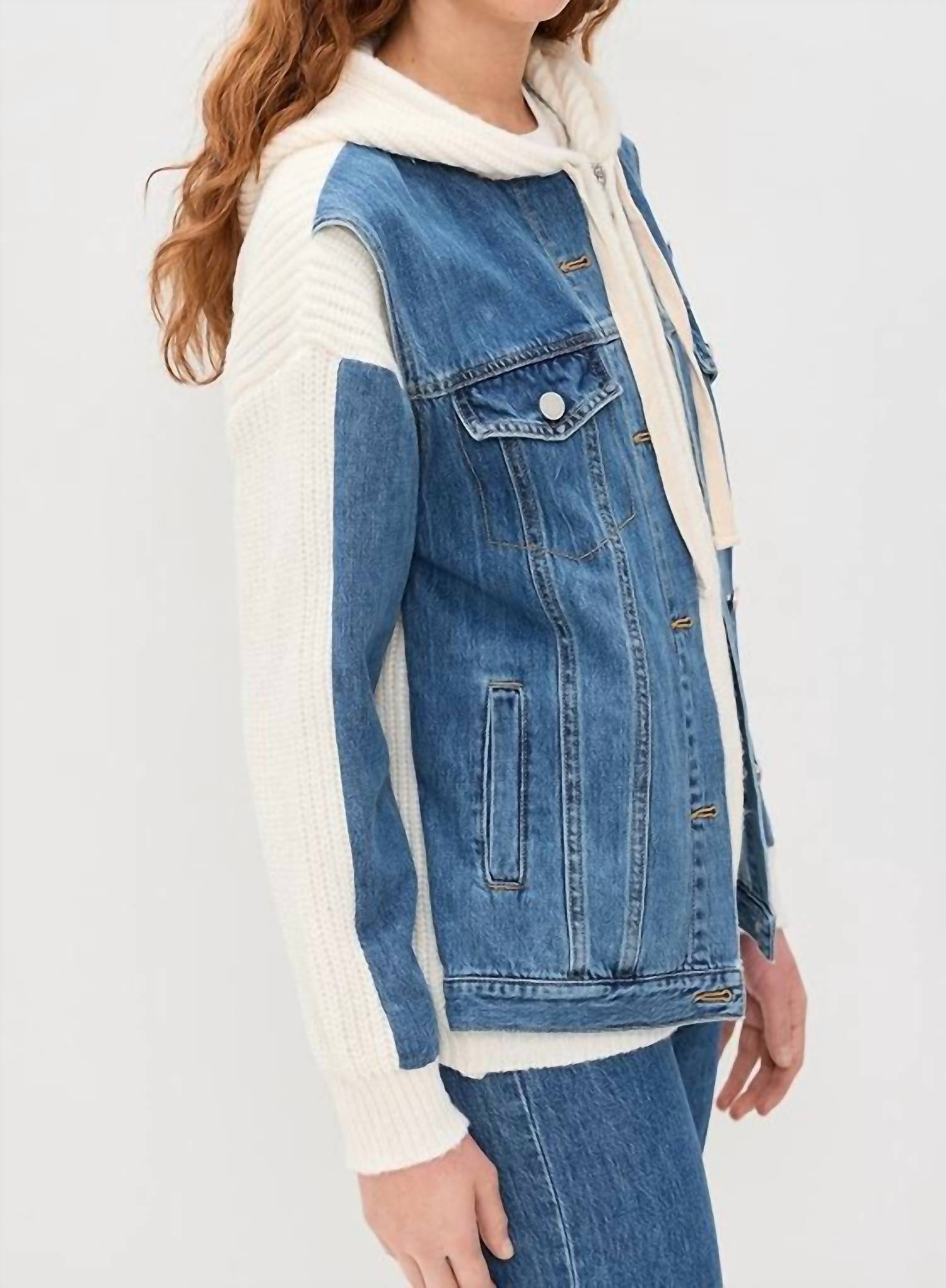 Blanknyc - Knit Denim Hooded Jacket