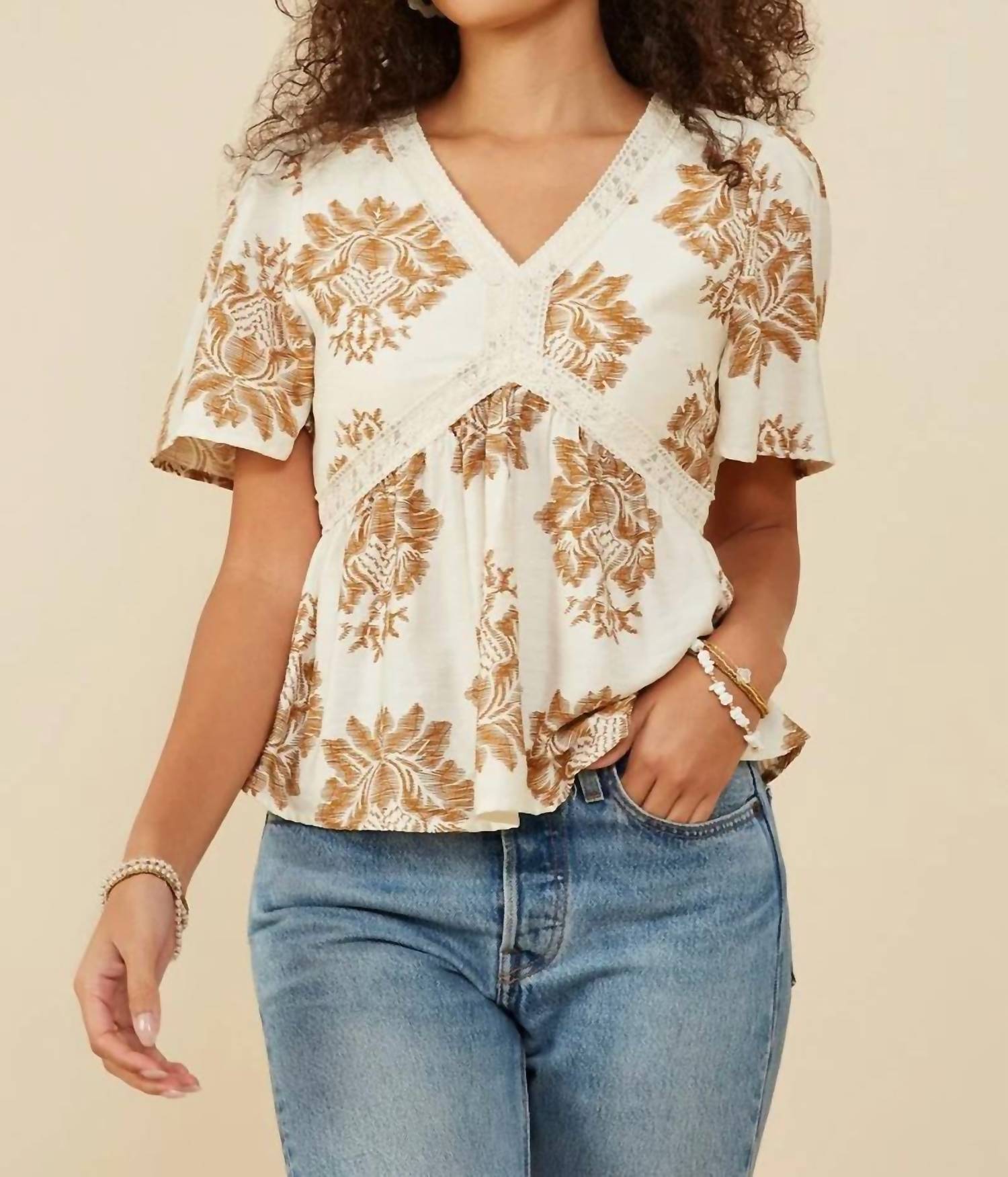 Hayden La - Women's Babydoll V-neck Blouse