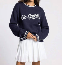 Thread & Supply Go Sports Sweater in navy - women's sweater - detail view
