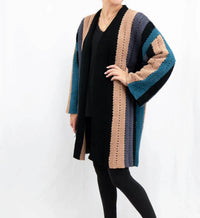 Pol - Chenille Feel Striped Bell Sleeve Cardigan