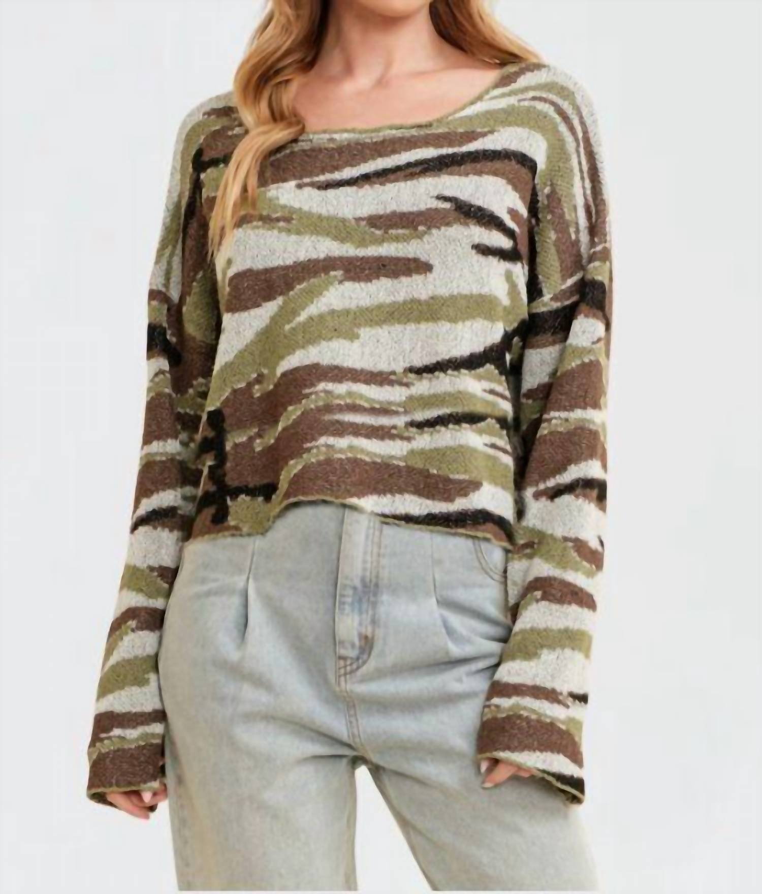 Cloud Ten - Camo Boat Neck Sweater