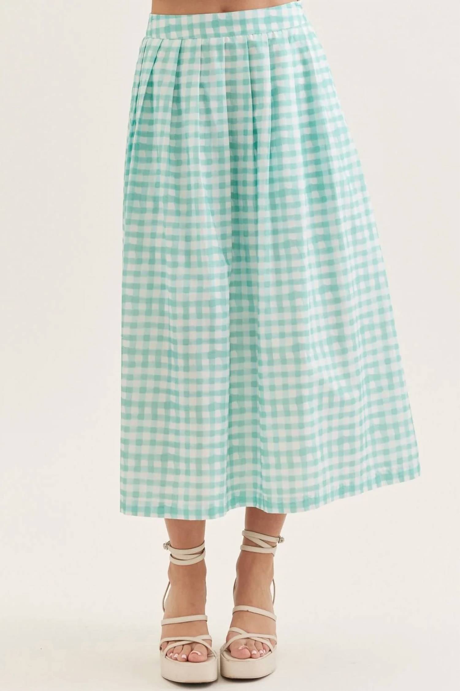 Entro - Gingham Midi Skirt Set