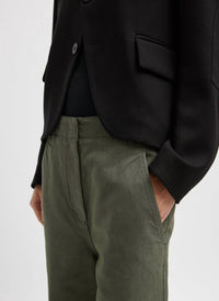 Tibi Distressed Garment Dyed Cotton Dobby Barry Jean in ash green - women's jeans - view 4
