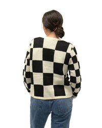 So Me - CLASSIC CHECKED TIE FRONT SWEATER