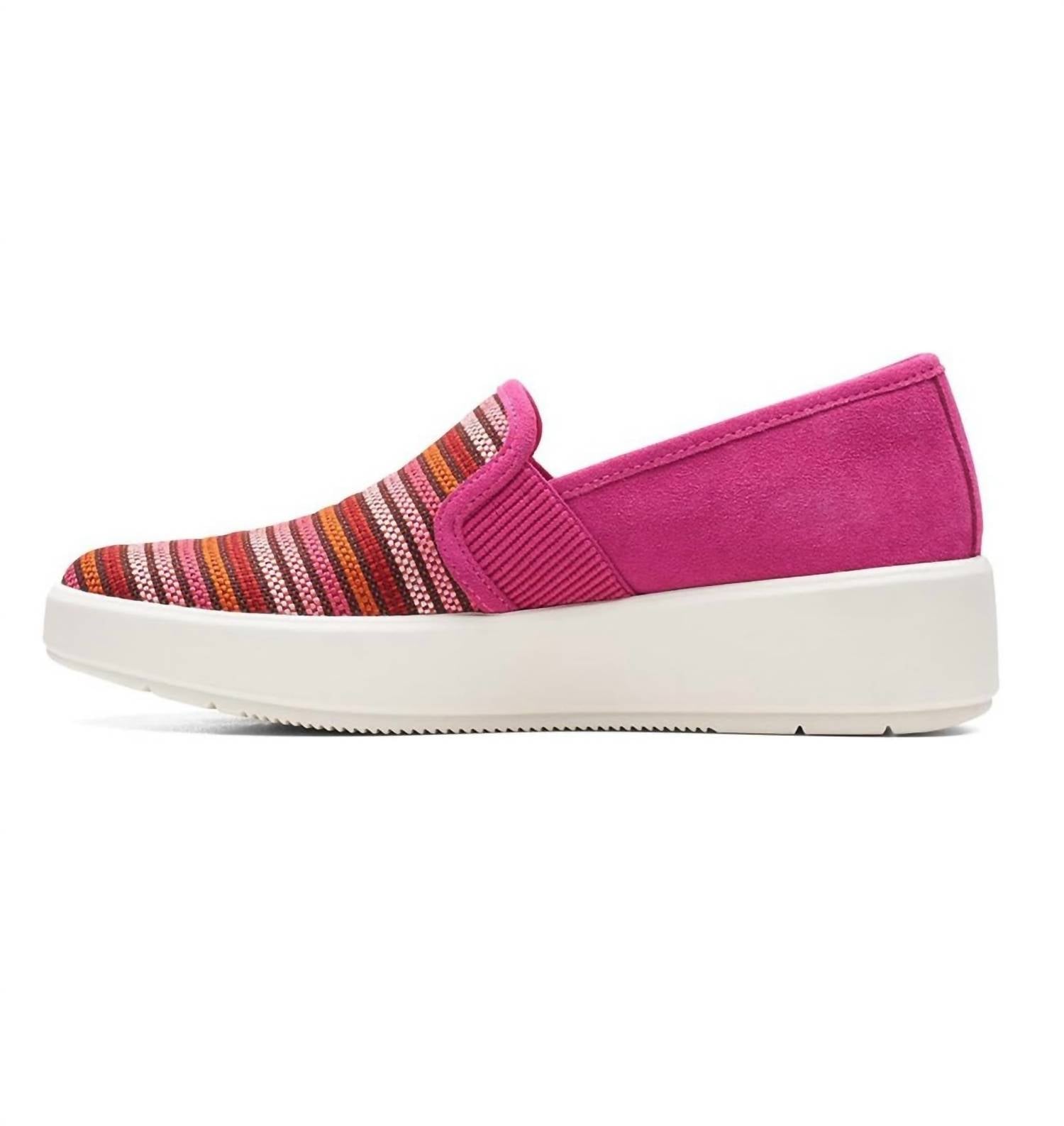 Clarks Women's Layton Petal Sneaker in fuchsia interest - women's sneaker - alternate view