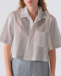 CISSA Pixie Button Down Shirt in multi stripe - women's shirt - detail view