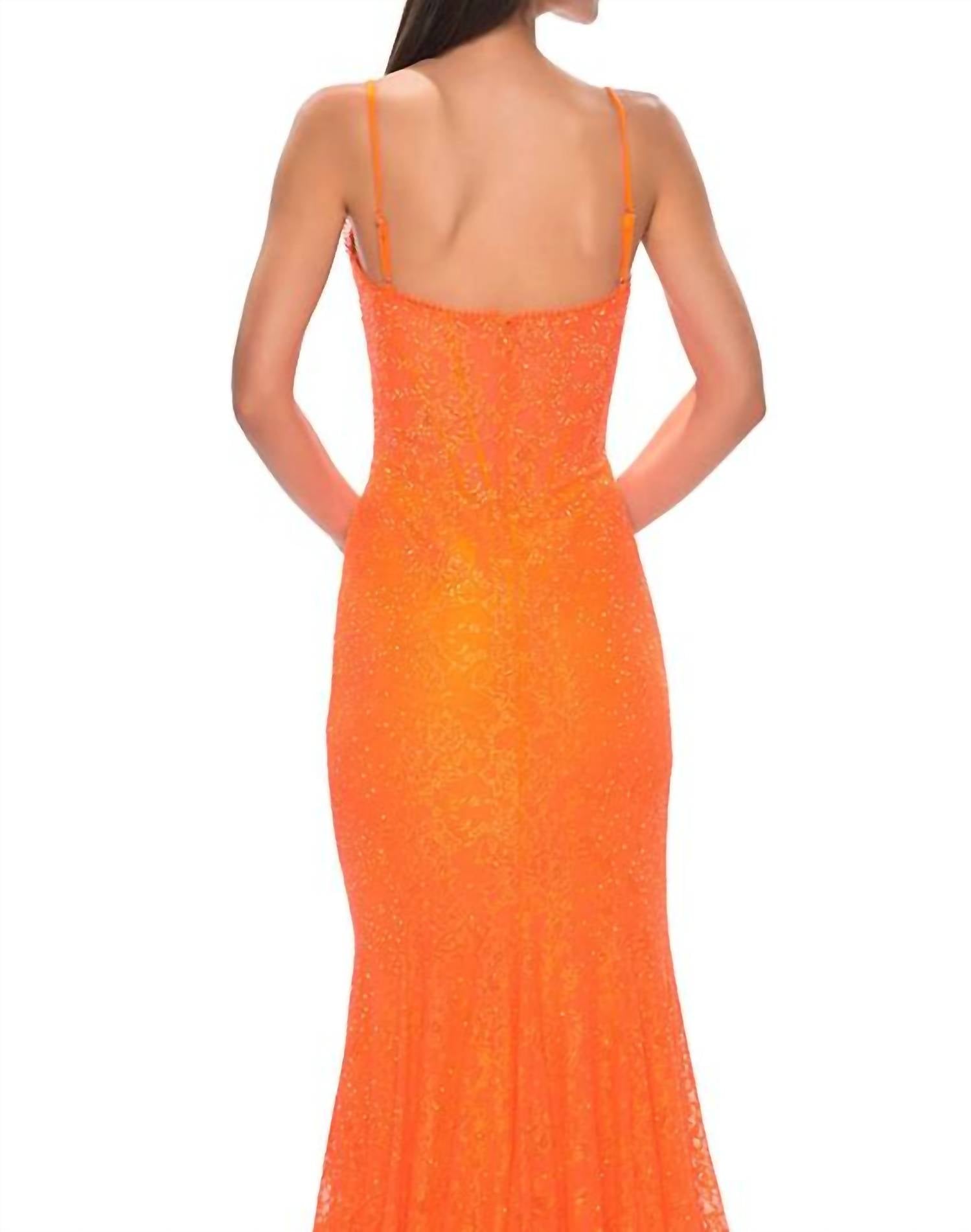 La Femme - Stretch Lace V-neck Dress