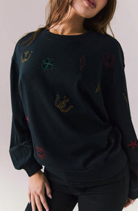 Chaser Allover Icons Top in true black - women's long sleeve top - view 4