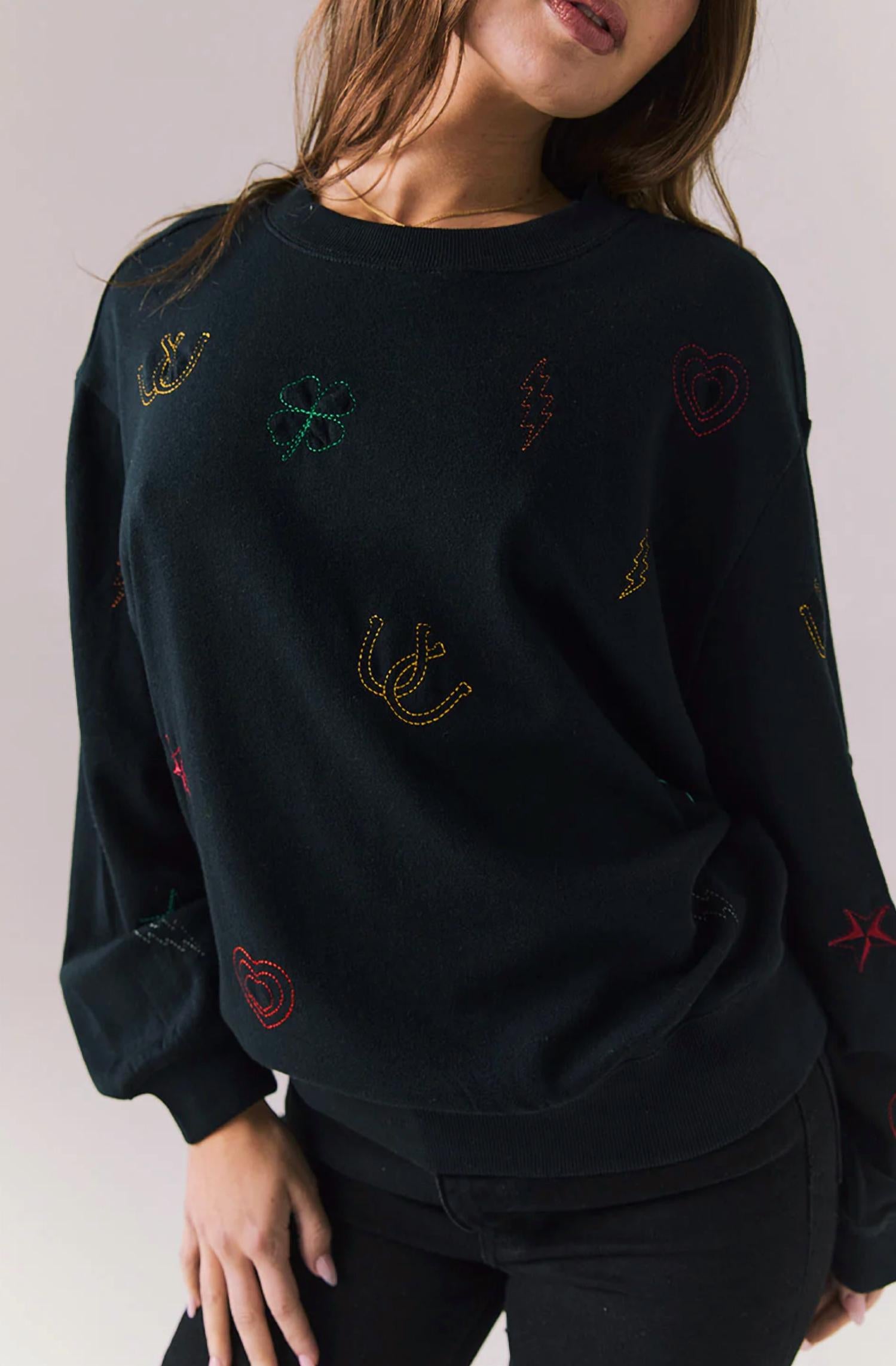 Chaser Allover Icons Top in true black - women's long sleeve top - view 4