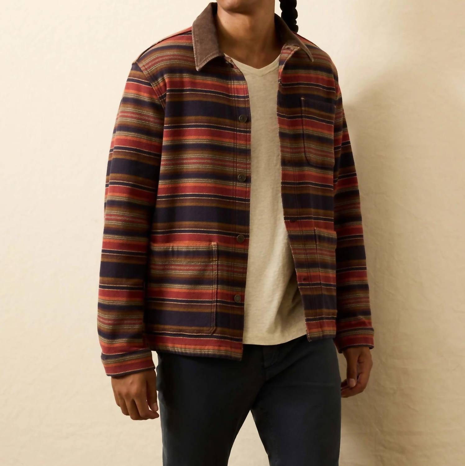 Faherty High Ridge Twill Studio Jacket in night time fire stripe 1 - men's jacket