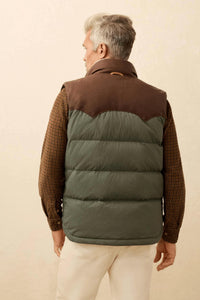 Faherty Range Down Vest in pine ridge - men's jacket - detail view