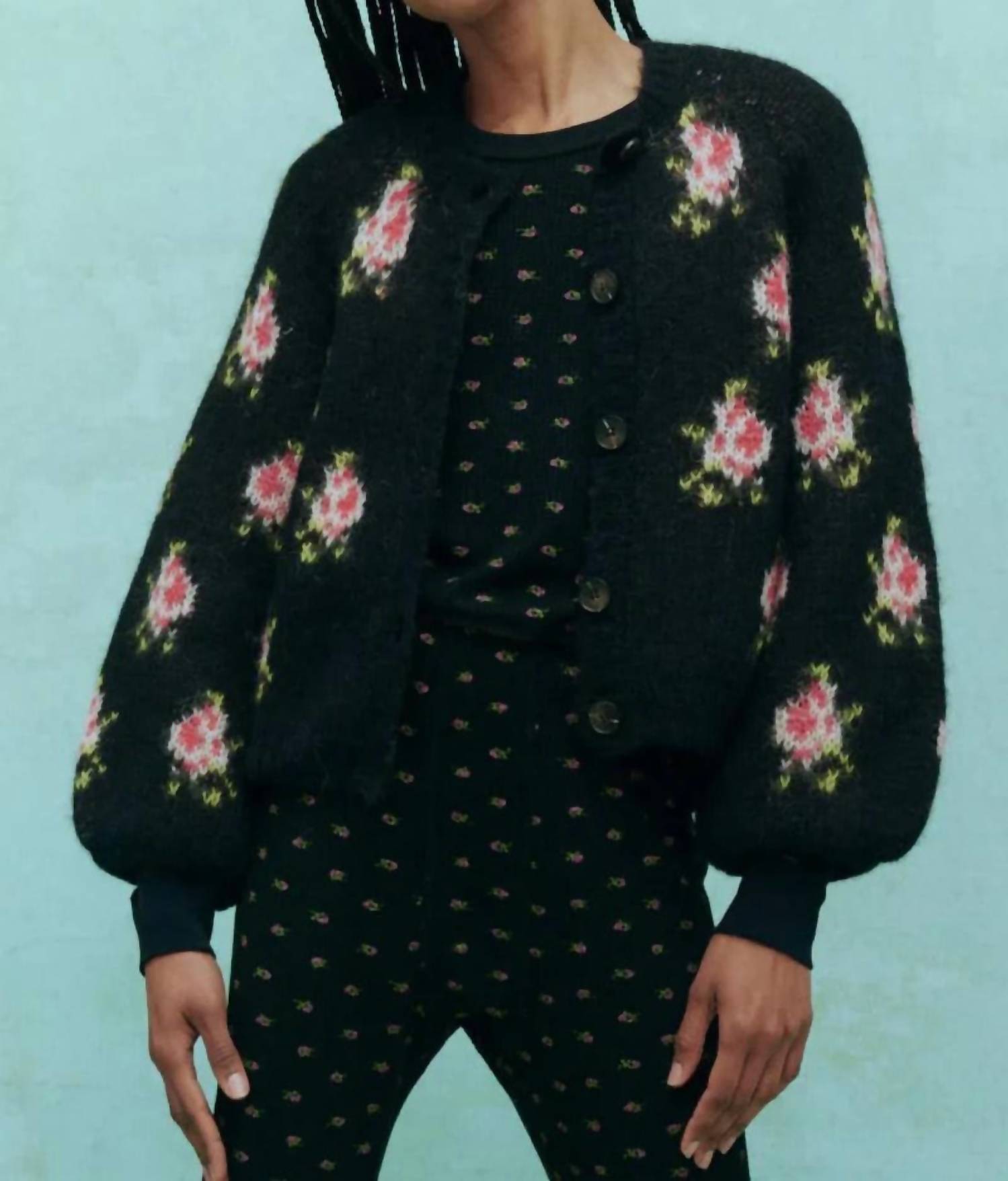 The Great. - The Carousel Puff Sleeve Cardigan