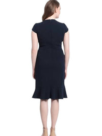 London Times - Ruffled Draped Skirt Sheath Dress
