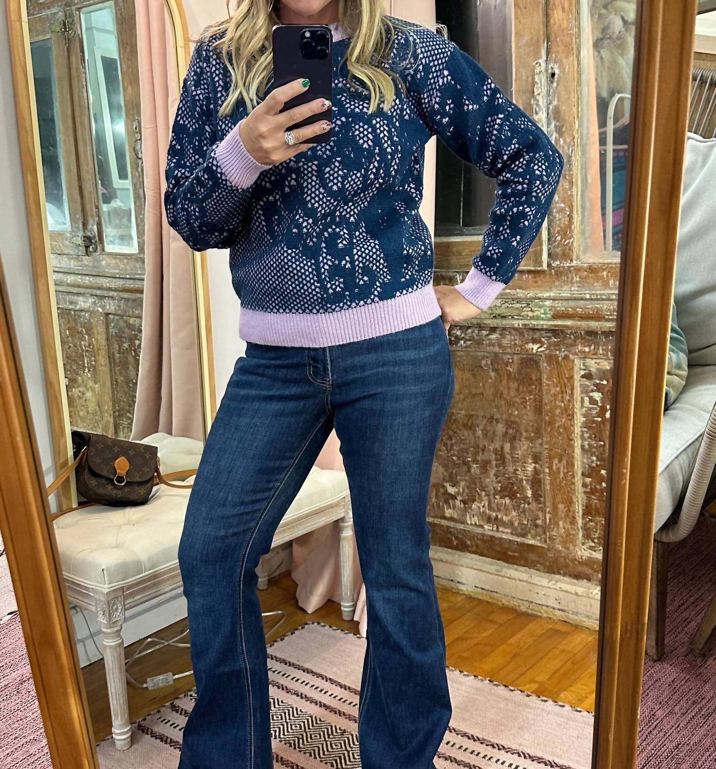 &Merci - Lace Pattern Knit Sweater