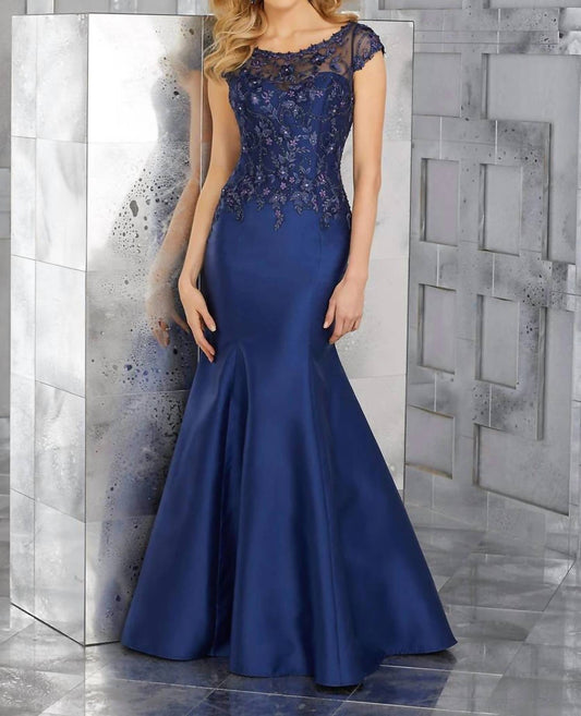 Mgny - Beaded Embroidery On Larissa Satin Gown