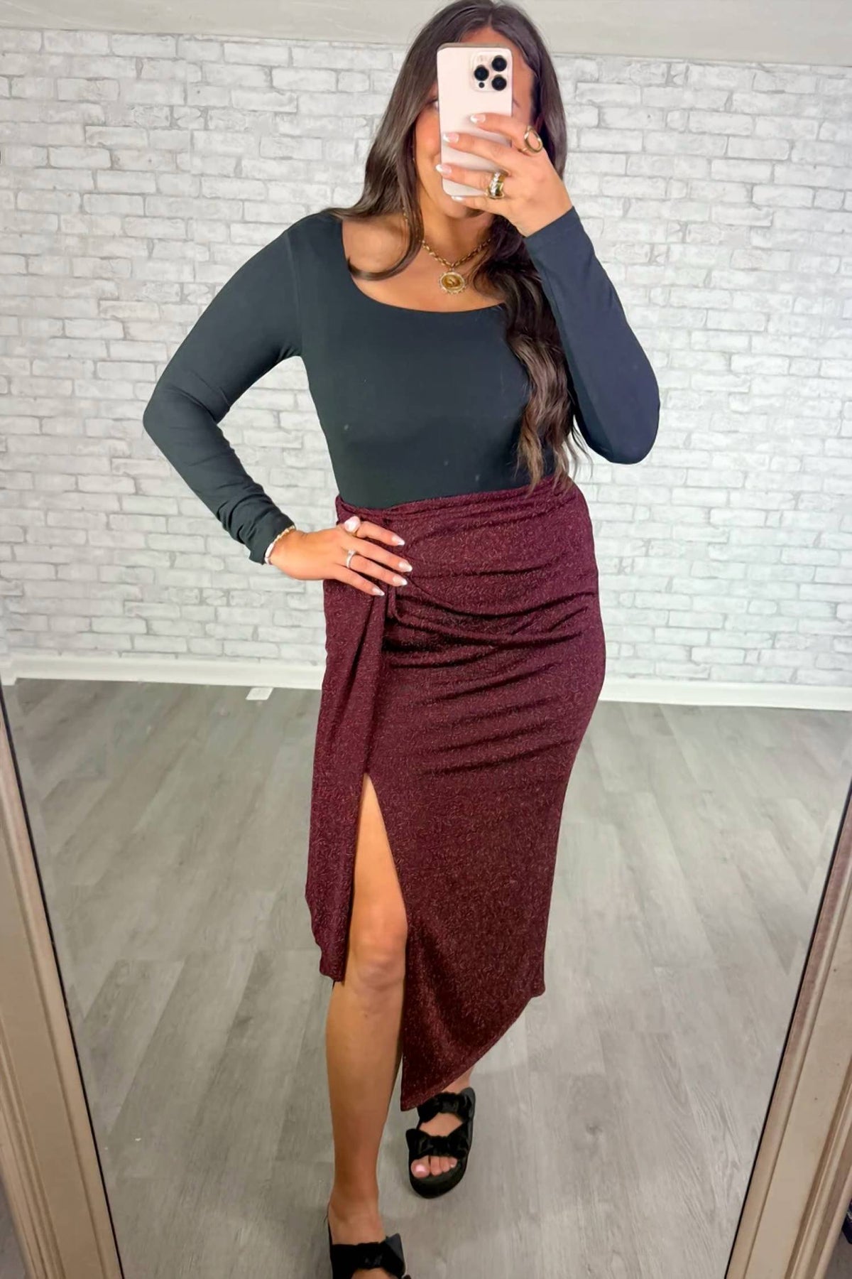 Gilli - Sparkle Wrap Midi Skirt