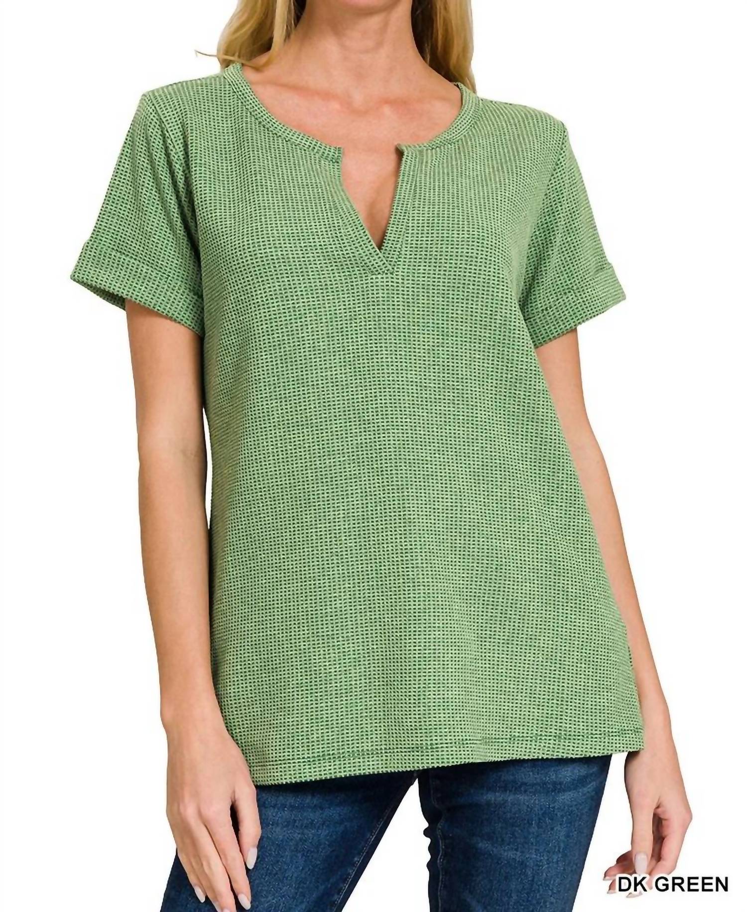 Zenana - Melange Baby Waffle Shirt