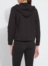 Lysse Cotton Zip Up Hoodie Sweatshirt in black - women's top - detail view