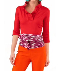 Gretchen Scott - Jersey Ruffneck Quarter Sleeve Top