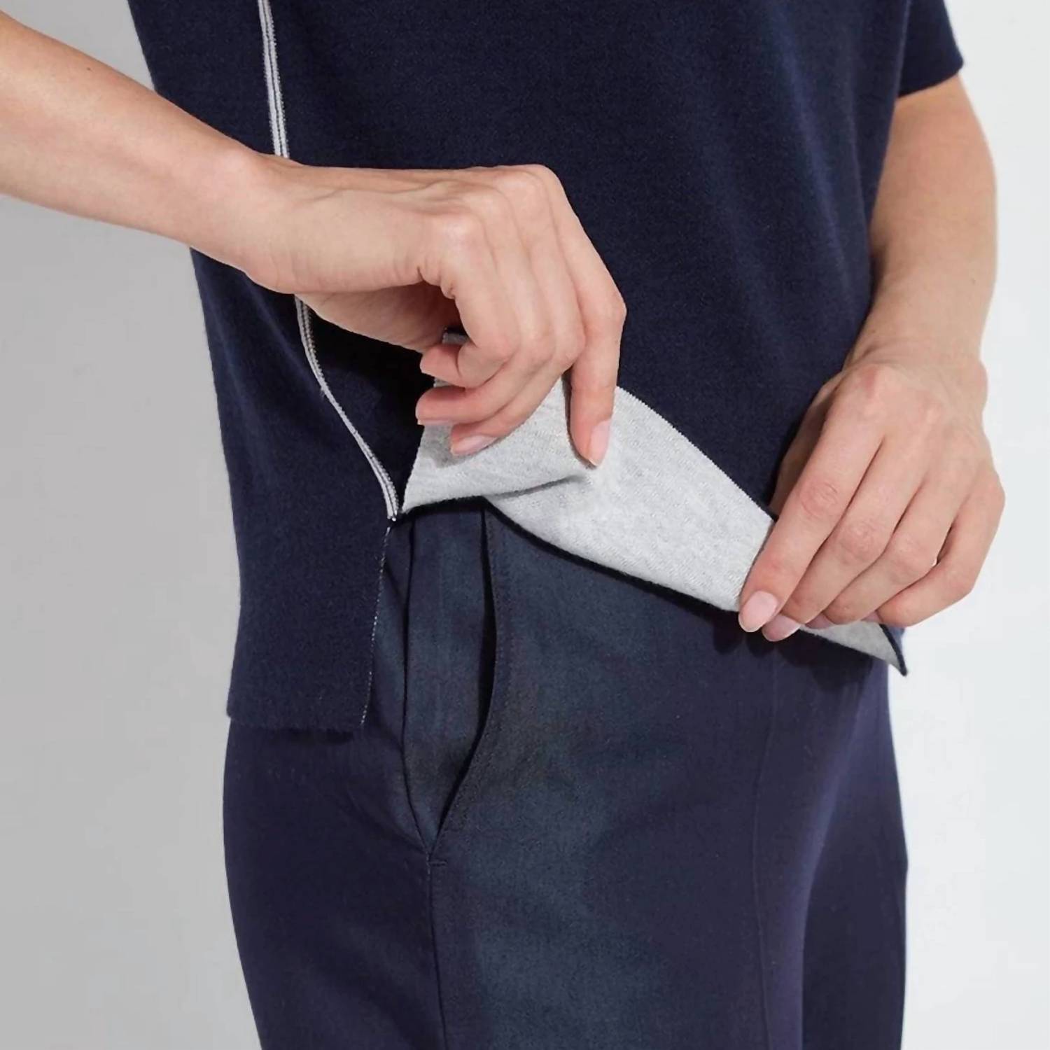 Lysse Odessa Reversible Tee in navy grey - women's t-shirt - alternate view