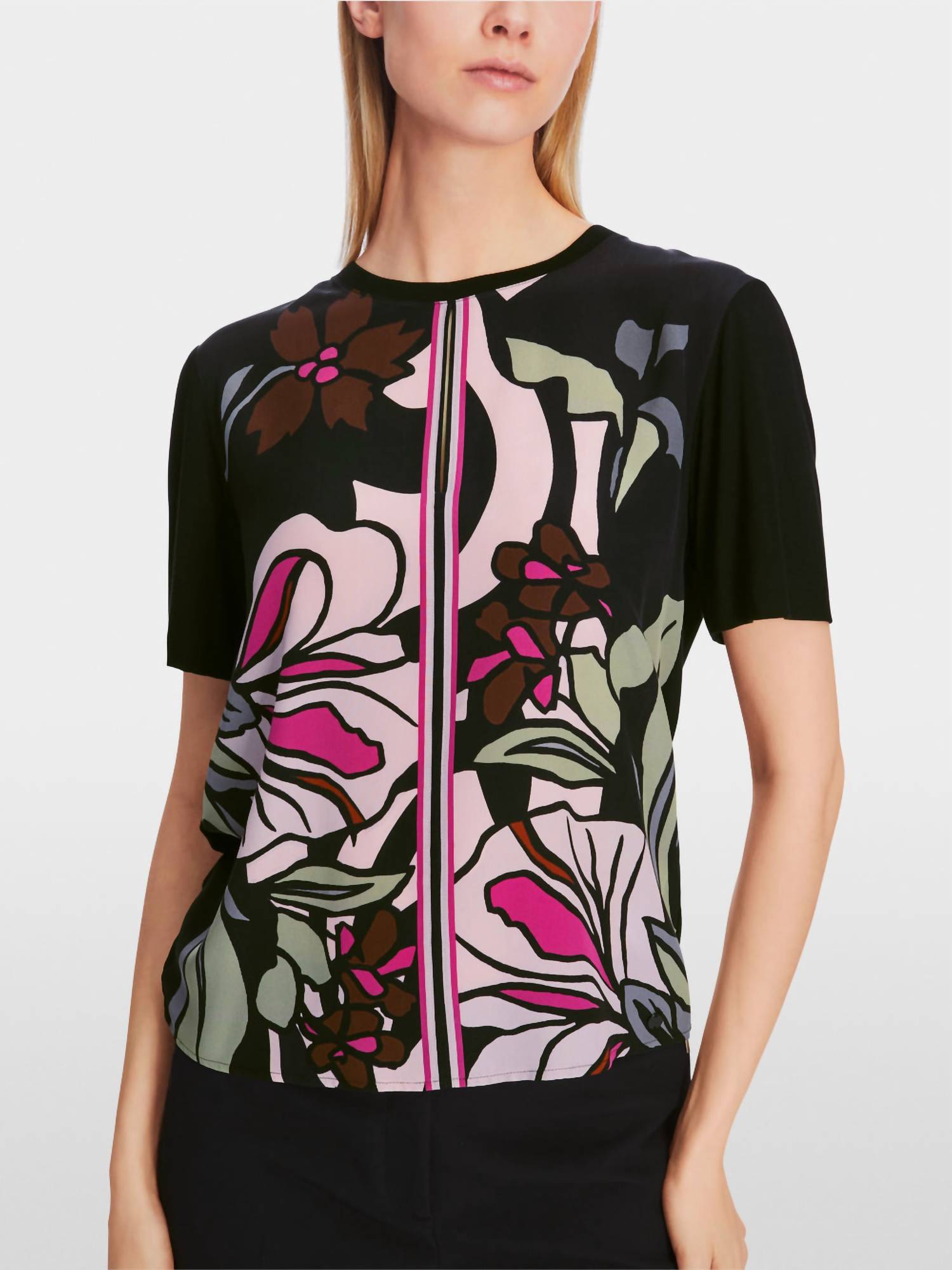 Marc Cain - Opulent Floral Print Short Sleeve Blouse