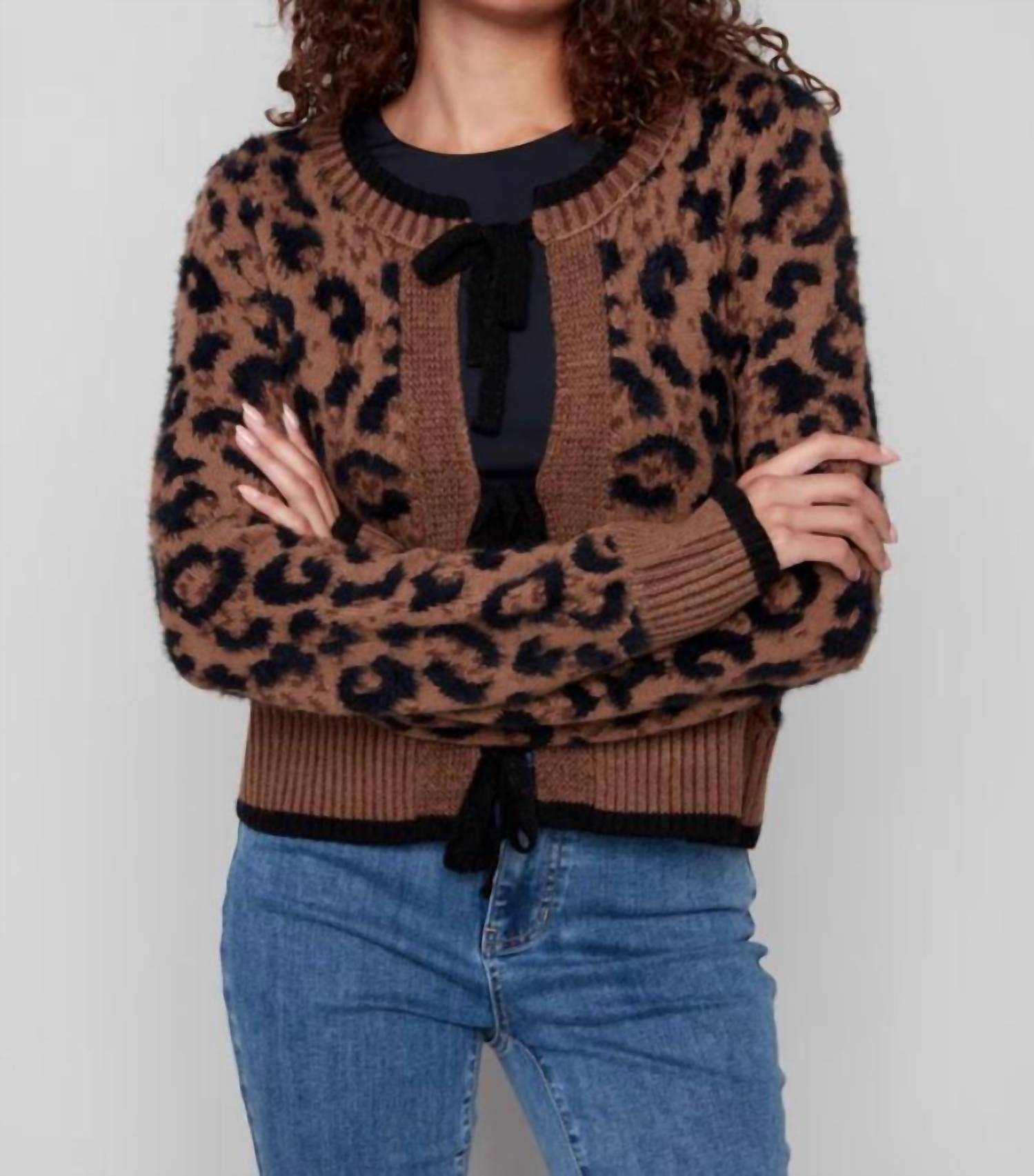 Charlie B - Bow Tie Jacquard Cardigan