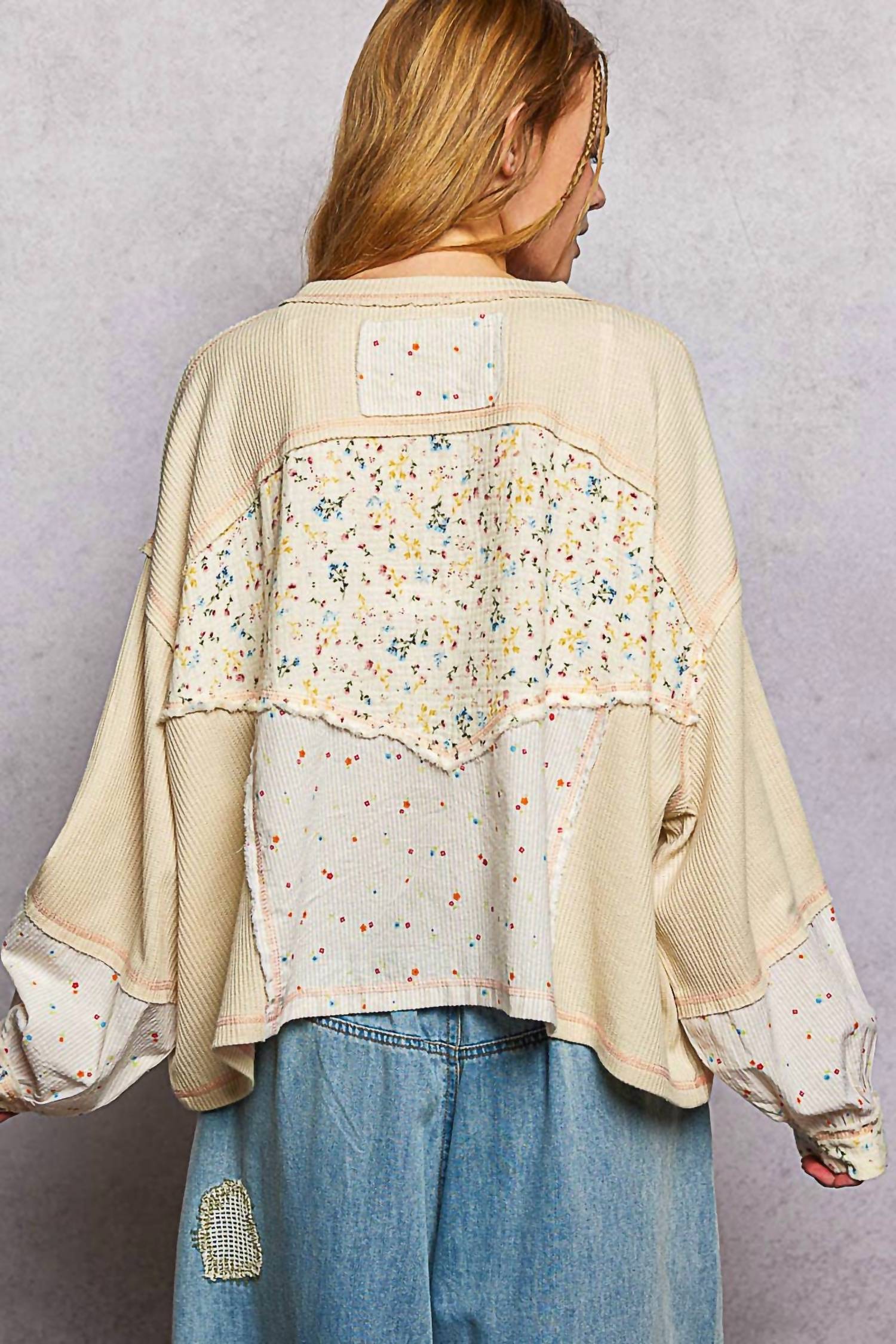 Pol - Marbella Long Sleeve Round Neck Floral Top