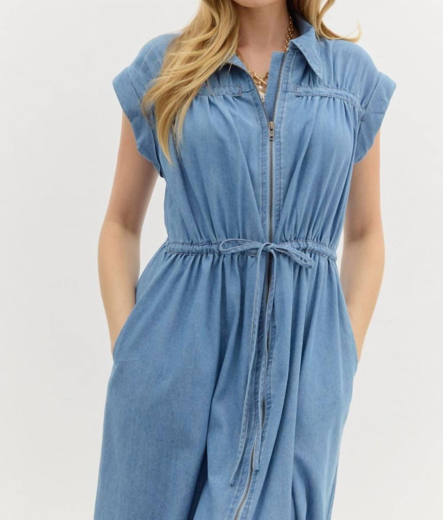 Entro - Denim Cap Sleeve Dress