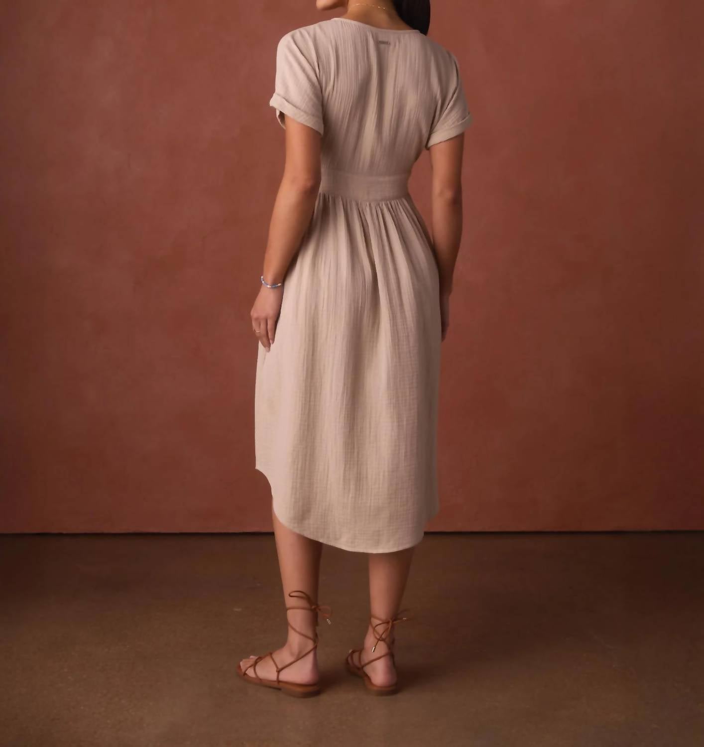 The Normal Brand - Kalo Guaze Deep V Button Midi Dress