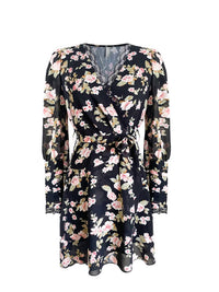 Ariti Kaziris - Women's Floral V-neck Belted Dress