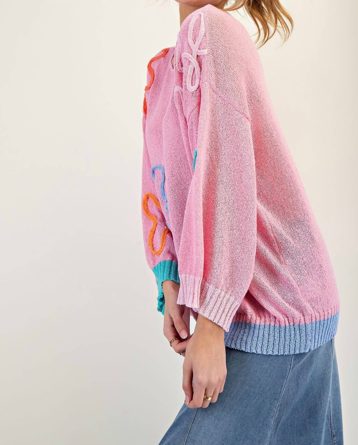 Easel - Flower Knit Sweater Tunic