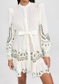 HEMANT & NANDITA Alya Short Dress With Belt in white - women's dress
