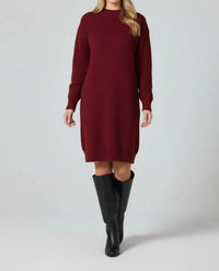 Vine & Love - Pocket Detail Long Sleeve Rib Knitted Dress