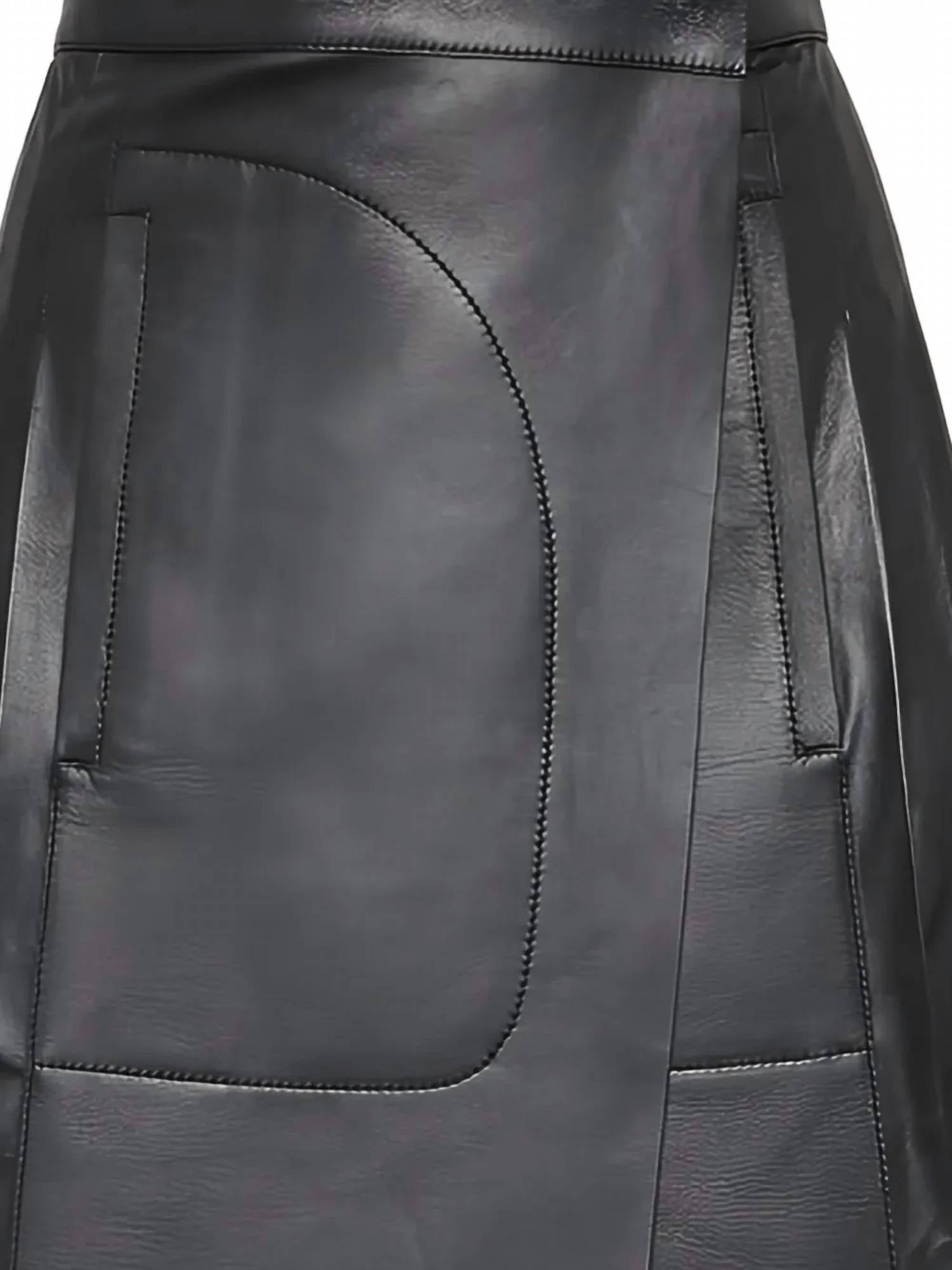 Salvatore Ferragamo - Women's Pleated Leather Midi Skirt