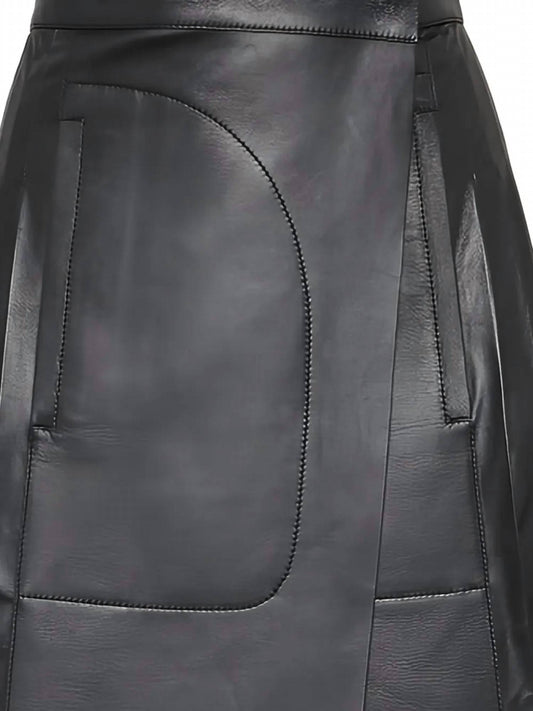 Salvatore Ferragamo - Women's Pleated Leather Midi Skirt