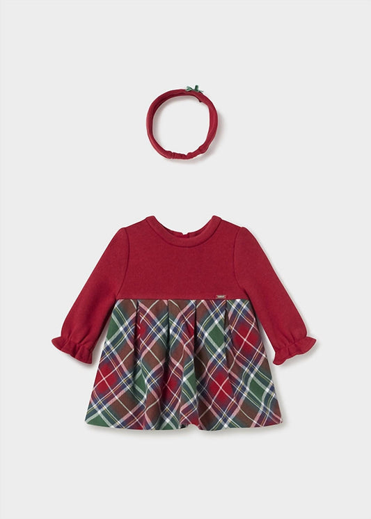Mayoral - Long Sleeve Knit Tartan Dress With Headband